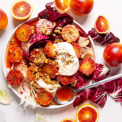 Charred blood orange and mozzarella salad