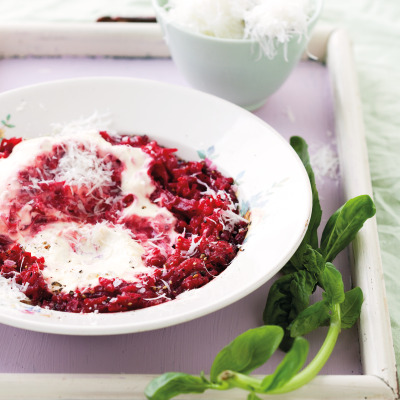 Beetroot risotto with lemon mascarpone