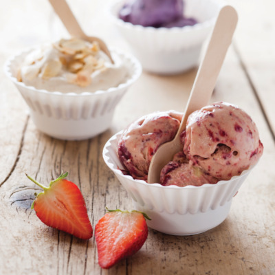 Roast strawberry coconut ice cream