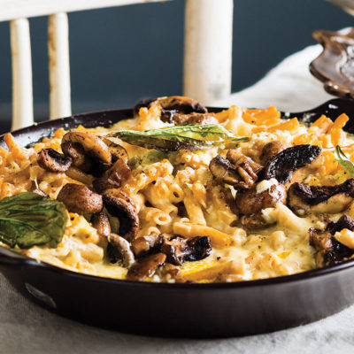 Portobellini mushroom macaroni cheese