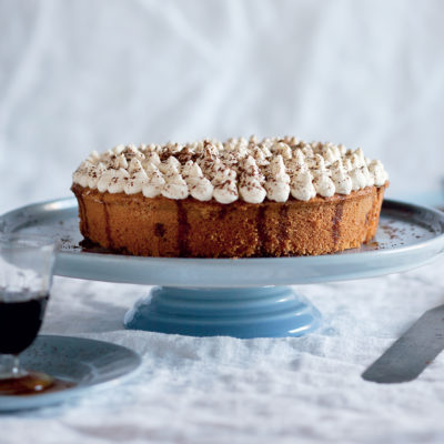 Tiramisu cake with sticky coffee syrup