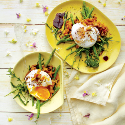 Poached egg-and-atchar salad