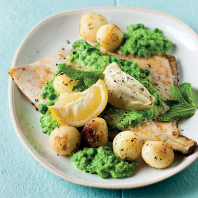 Angelfish with smashed peas