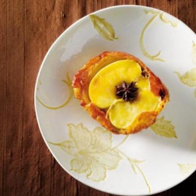 Apple tatins with cheese-baked pastry and sticky caramel