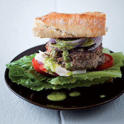 Asian burgers with coriander pesto