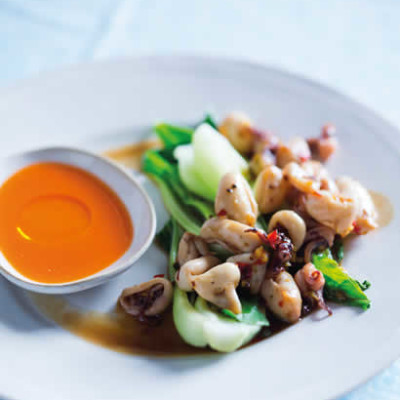 Asian calamari with carrot dressing