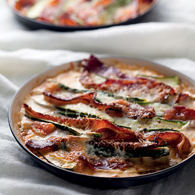 Baby marrow and bacon gratin