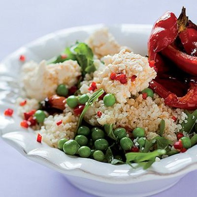 Baby pea and lemon couscous salad