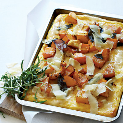 Baked butternut and sage on polenta crust