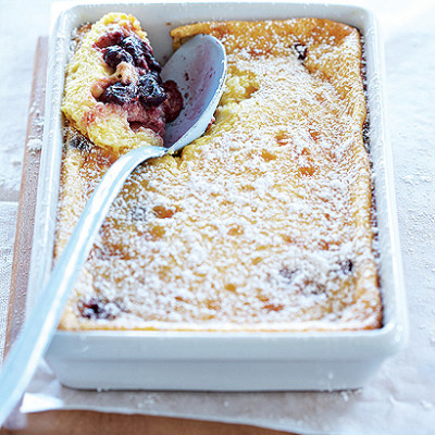 Baked cherry custard