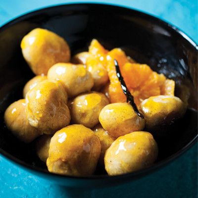 Baked doughnuts with apricot-and-vanilla glaze