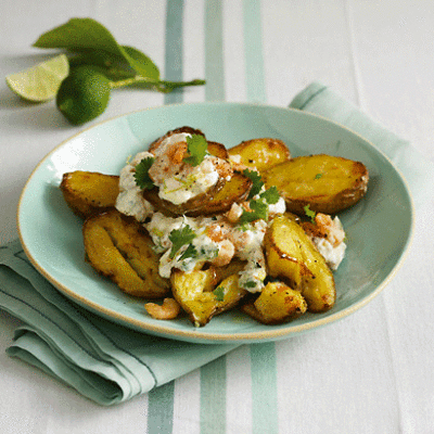 Baked potato in shrimp butter