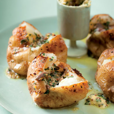 Baked potato with mustard and watercress butter