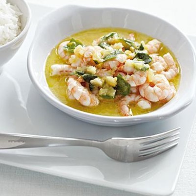 Baked prawns with lemon and basil salsa