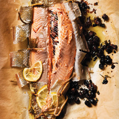 Baked whole trout