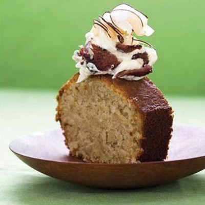 Banana and coconut loaf with bacon icing