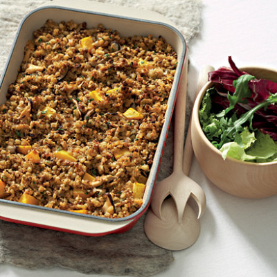 Barley, lentil and butternut casserole