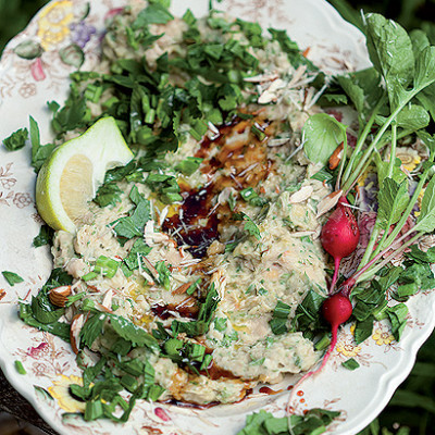 Bean and almond dip with pomegranate molasses