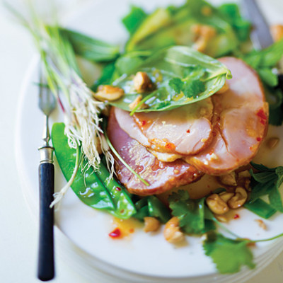 Beech-smoked gammon with Asian salad