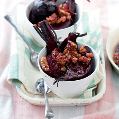 Beetroot caramelised in honey, soy and walnuts