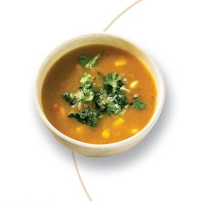 Butternut, sweet potato and fresh corn soup