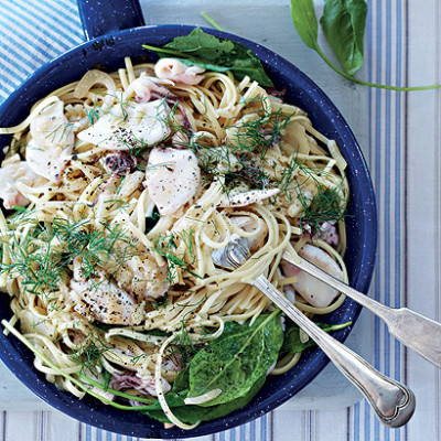 Calamari and fennel linguine