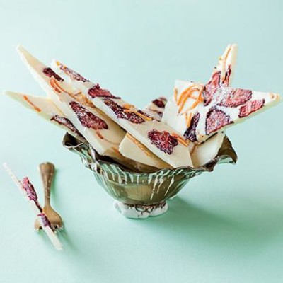 Candied orange-and-strawberry chocolate shards