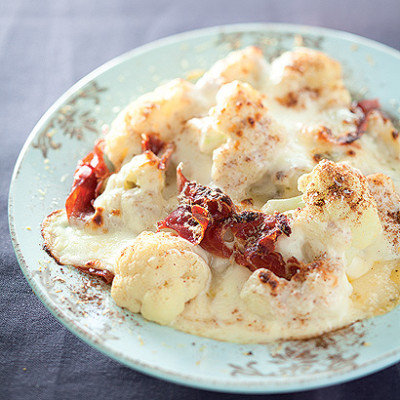 Cauliflower cheese with crispy Parma ham