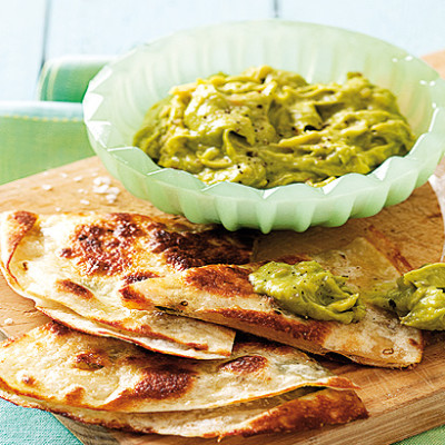 Cheesy quesadillas with guacamole