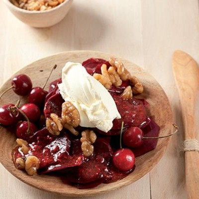 Cherry and beetroot salad with raspberry vinaigrette