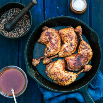 Chicken baked in a mustard-and-honey sauce