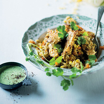 Chicken couscous with coriander buttermilk