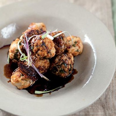 Chicken frikkadels with an Asian dipping sauce