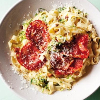 Chorizo-and-baby marrow tagliatelle