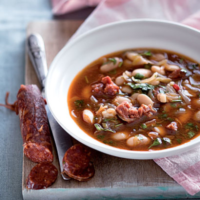 Chorizo, bean and smoked paprika chilli soup