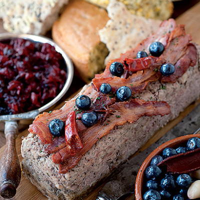 Coarse pork and herb terrine