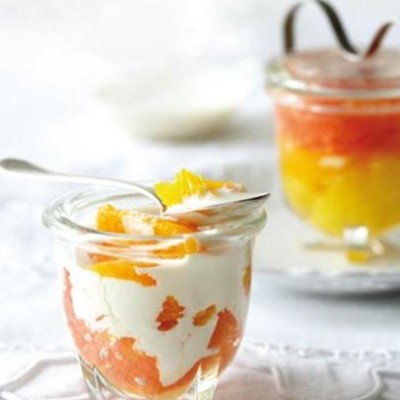 Coddled citrus with organic soya cream