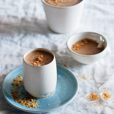 Coffee mousse with hazelnut crunchie dust