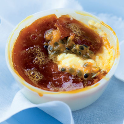 Creme brulee with granadilla sugar crust