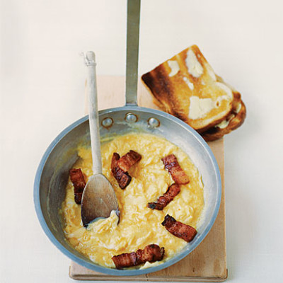 Creme Fraiche scrambled egg with pancetta