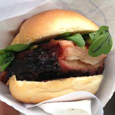 Crispy pork belly sandwich