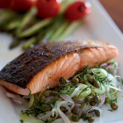 Crispy-skinned salmon