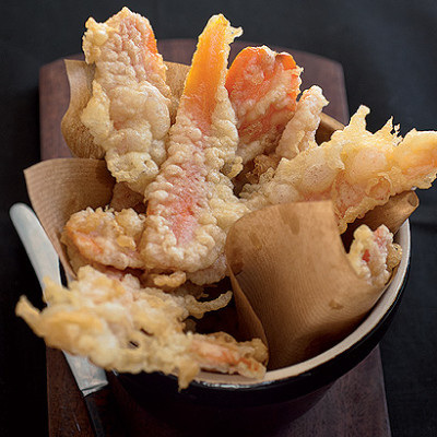 Easy tempura carrot slivers and soya sauce