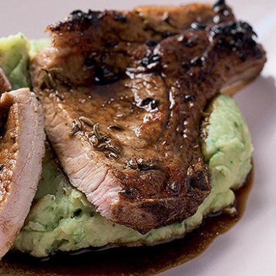 Fennel and balsamic pork chops on sweet-potato mash