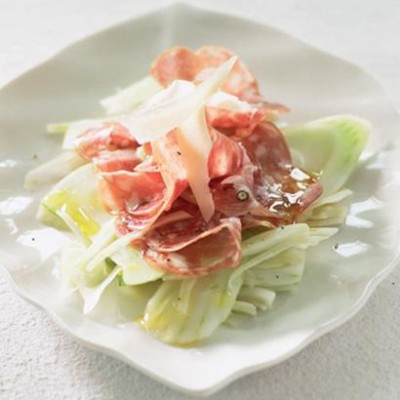 Fennel, salami and parmesan salad