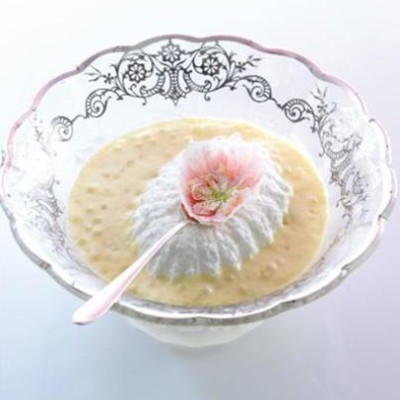 Floating island with tapioca creme anglaise