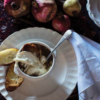 French onion soup with croutons