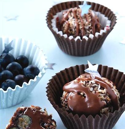 Fresh blueberry chocolate truffles