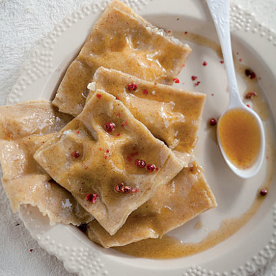 Gluten-free ricotta and artichoke ravioli