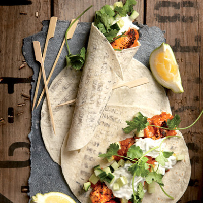 Graffiti tortilla wraps with butter chicken